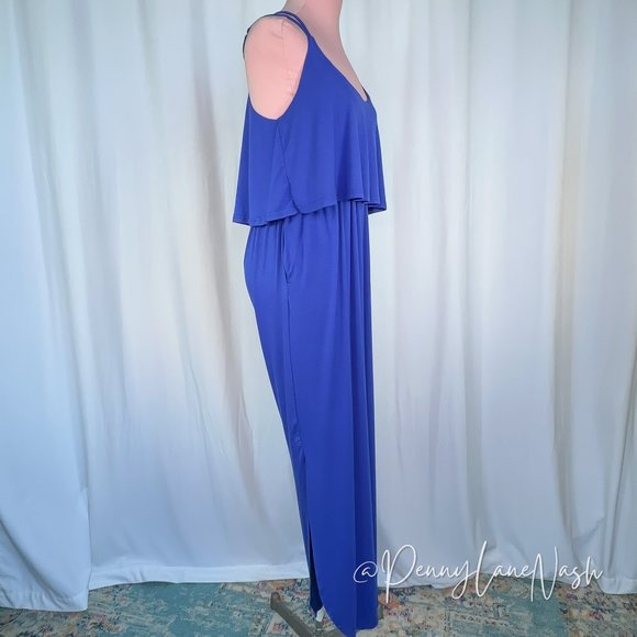 NWT Blu Ivy Kelly Strappy Back Jersey Maxi Dress Blue - Picture 7 of 14